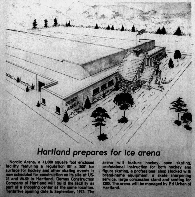 Nordic Ice Arena - Opening Article With Rendering Mar 7 1973 (newer photo)